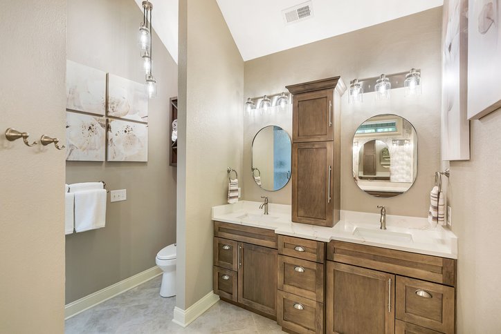 402 Boaters Row Fair Play, SC 29643 - Photo 10 of 50 This spacious bathroom features a double vanity and elegant fixtures, offering both style and functionality.