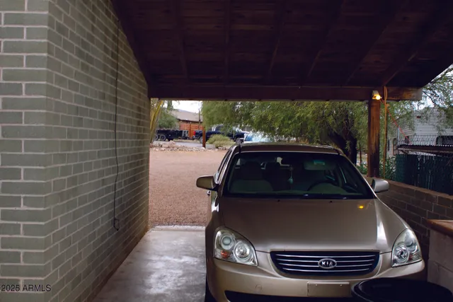 a car parked in front of a house