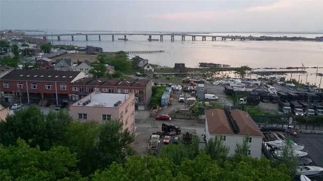 a view of a city and ocean view
