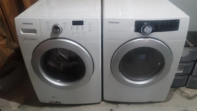 a utility room with dryer and washer