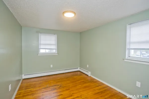 a view of a room with a window