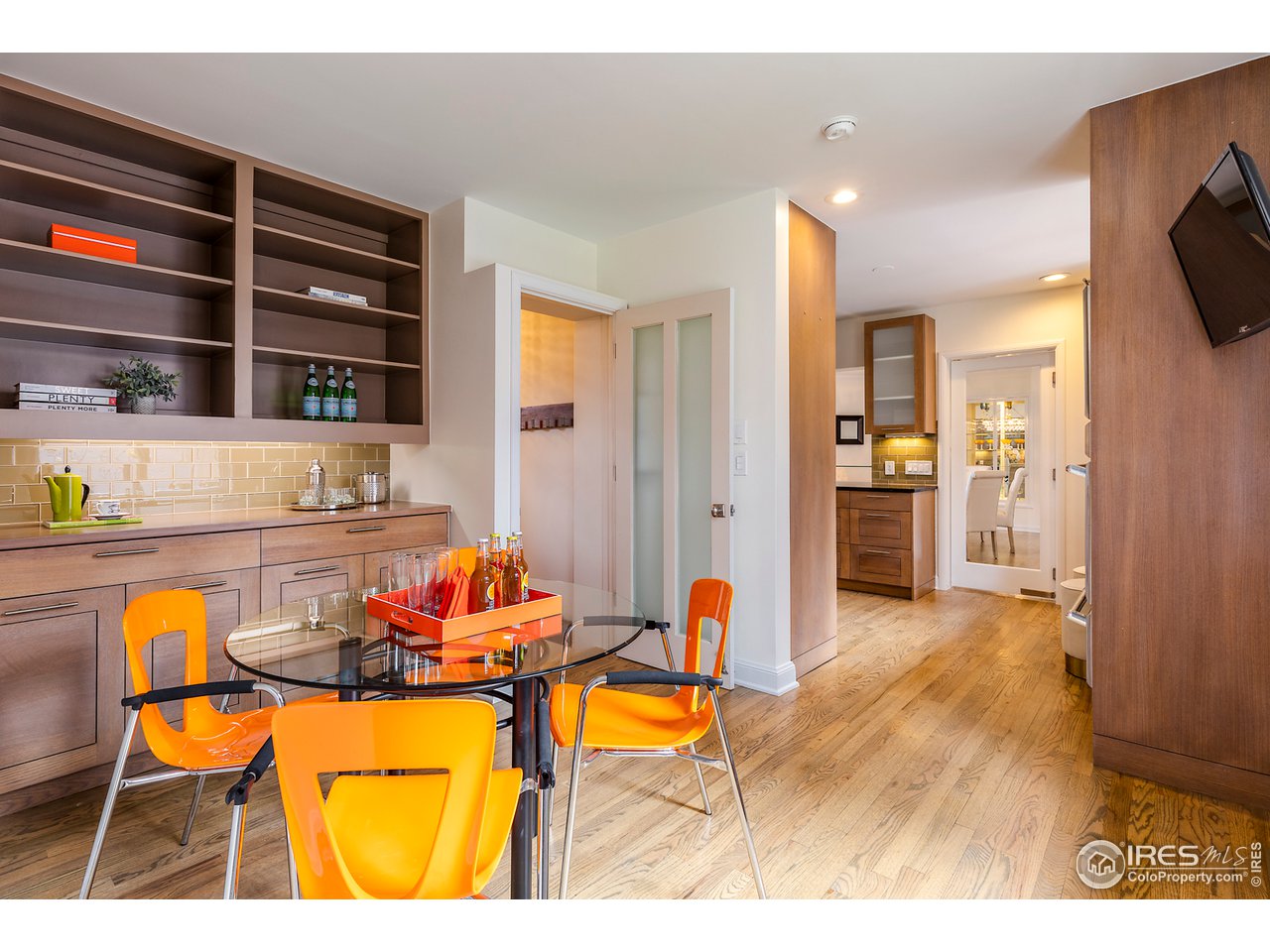 733 13th Street Boulder, CO 80302 - Photo 12 of 37 a kitchen view of a dining table chairs and chandelier