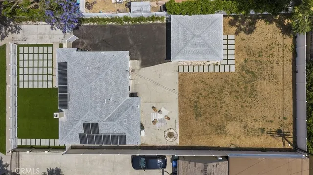 an aerial view of a house