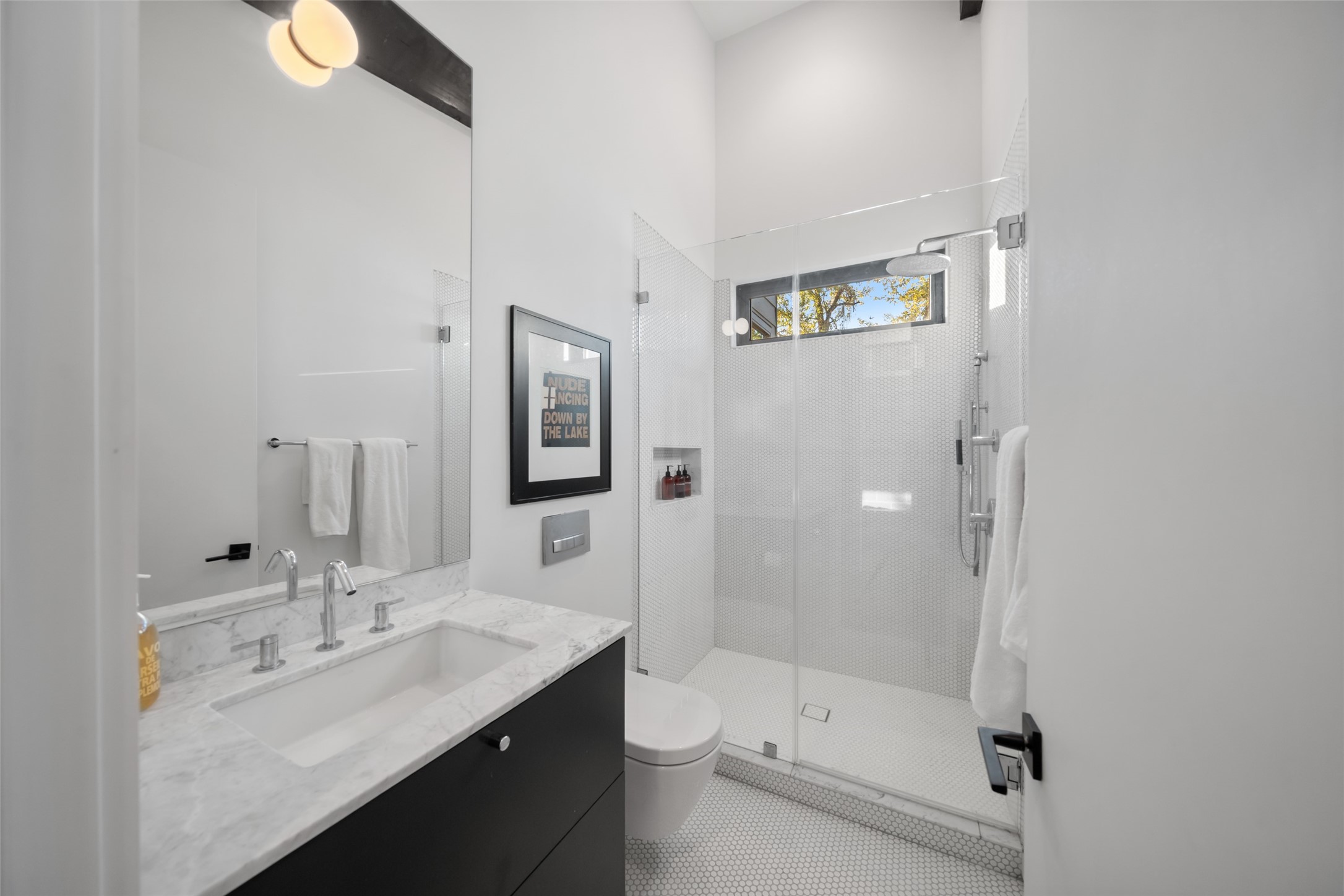 152 Lori Lane Trinity, TX 75862 - Photo 17 of 50 a bathroom with a granite countertop sink a toilet and shower