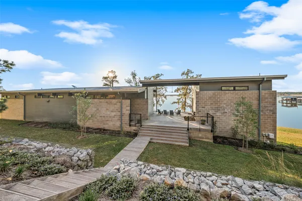 a view of a porch with a yard