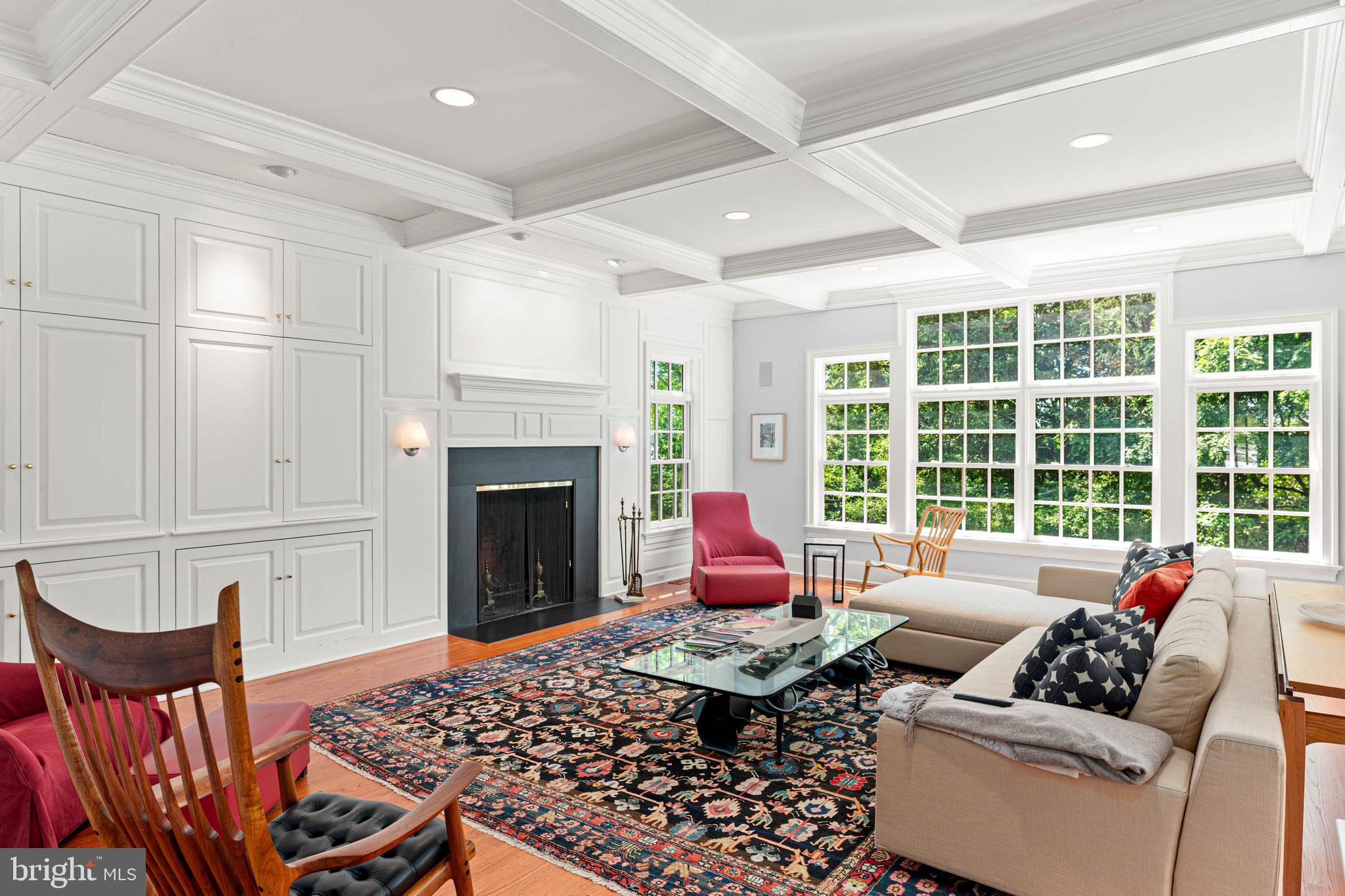 737 Eagle Farm Road Villanova, PA 19085 - Photo 25 of 61 Family room with coffered ceiling & fireplace