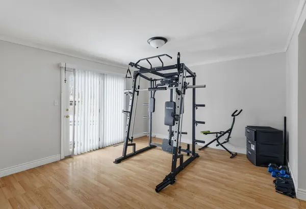 a view of a room with gym equipment