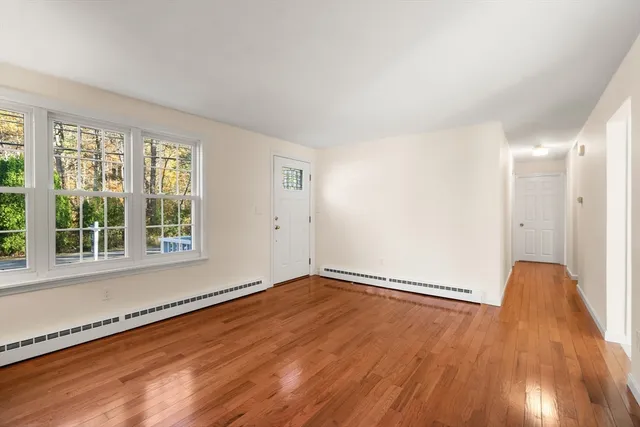 a large kitchen with cabinets