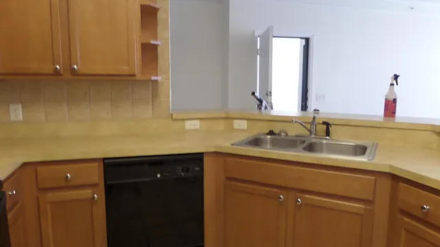 a view of a sink and a mirror