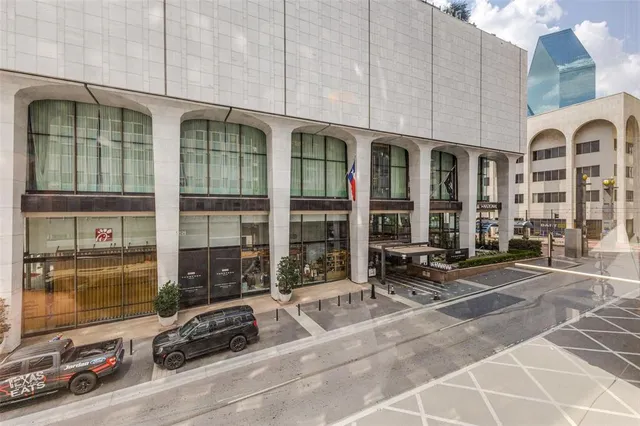 a view of a building with windows