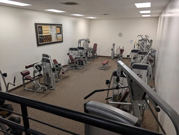 a view of a room with gym equipment