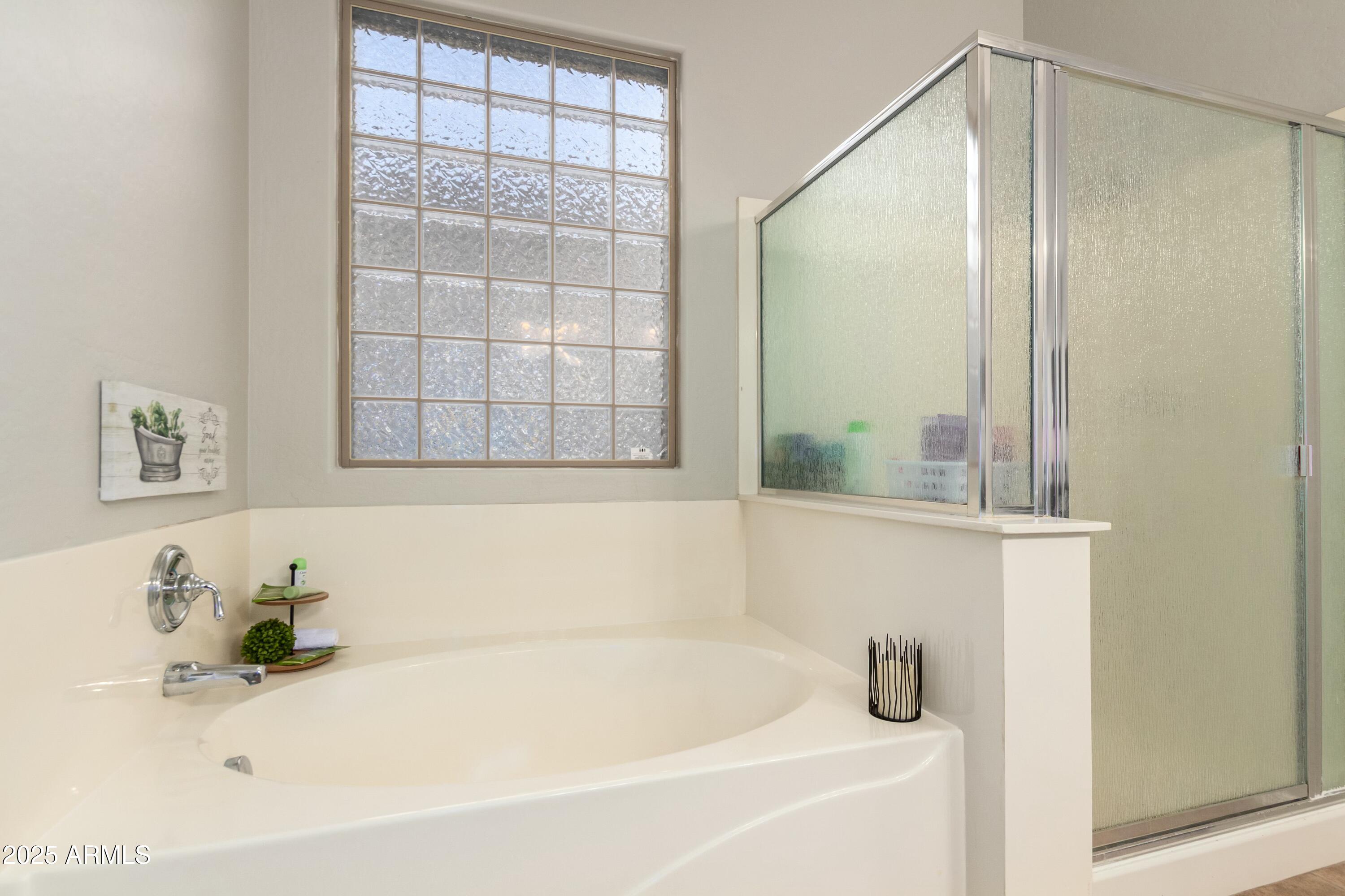 3419 West Zuni Brave Trail Phoenix, AZ 85086 - Photo 23 of 51 a bathroom with a bathtub and a window