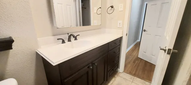a bathroom with a white tub