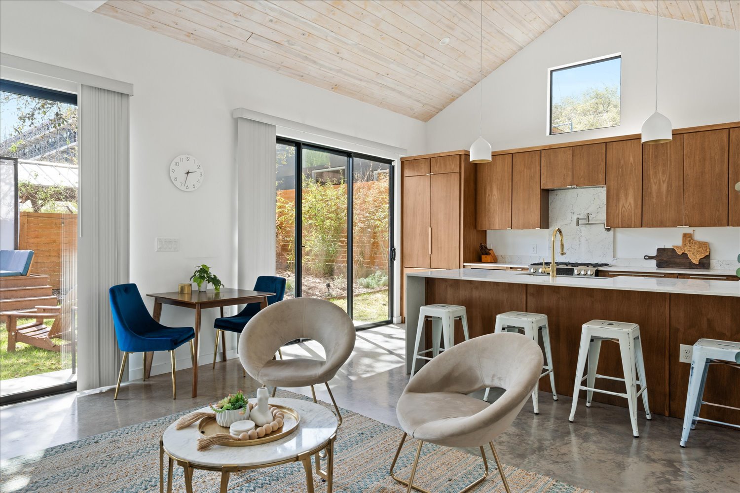 2214 South 3rd Street, Unit B Austin, TX 78704 - Photo 3 of 21 The open-concept layout allows the living area to flow seamlessly into the kitchen and outdoor spaces.