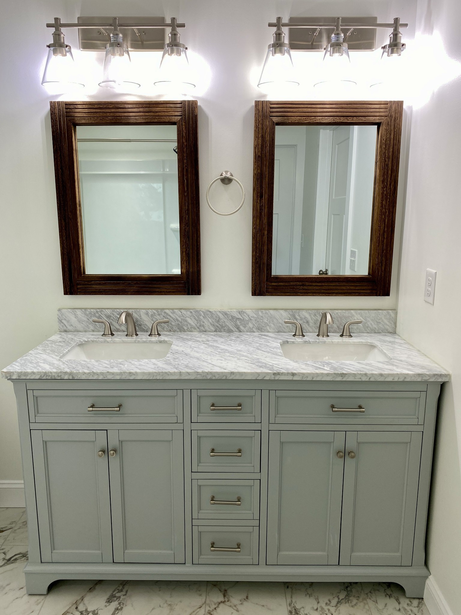 25 Ferguson Hollow Road Chestnut Mound, TN 38552 - Photo 20 of 49 a bathroom with a granite countertop sink vanity and mirror