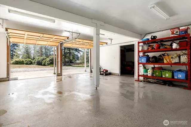 a view of room with toys and a large window