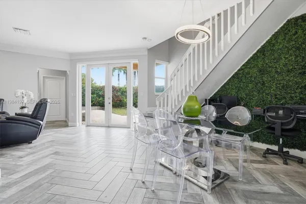 a living room with furniture