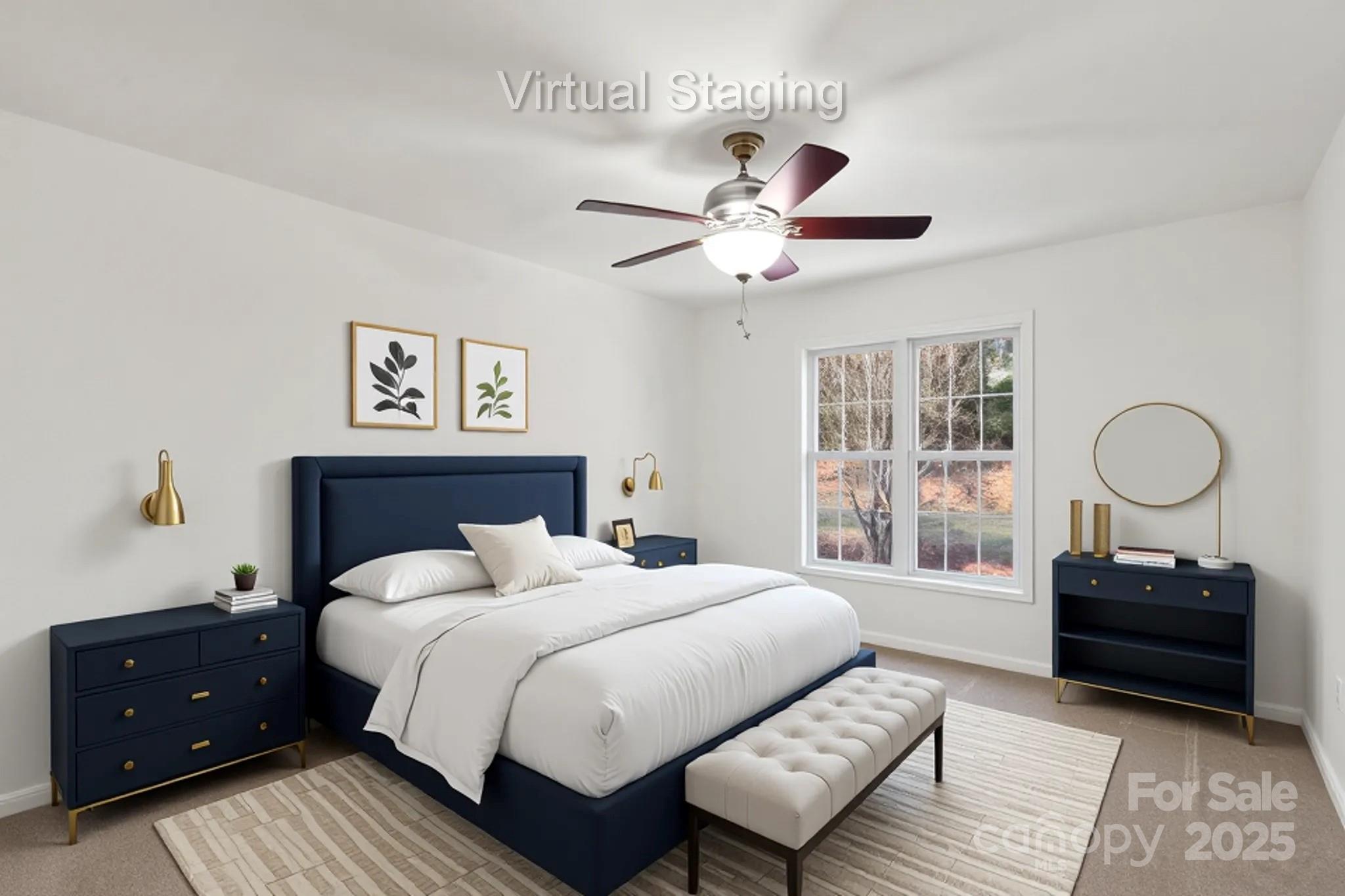 5774 Crown Terrace Hickory, NC 28601 - Photo 37 of 48 a bedroom with a bed and a chandelier