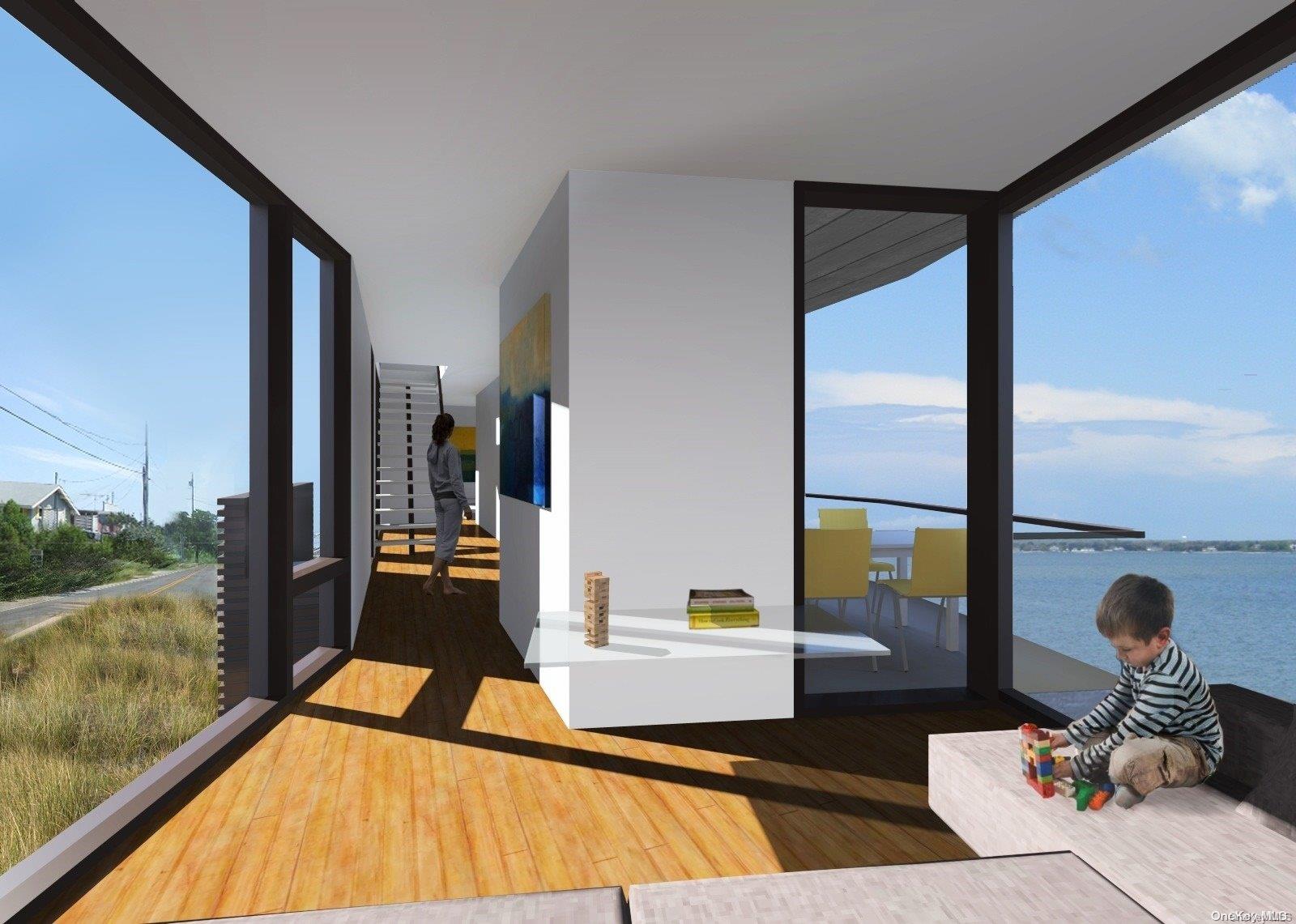 53 Dune Road Hampton Bays, NY 11959 - Photo 7 of 20 a living room with furniture and a floor to ceiling window