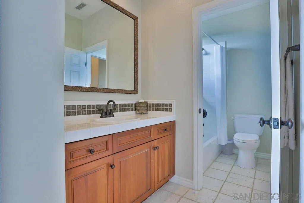 1375 Ravean Court Encinitas, CA 92024 - Photo 50 of 73 a bathroom with a sink a toilet and a mirror