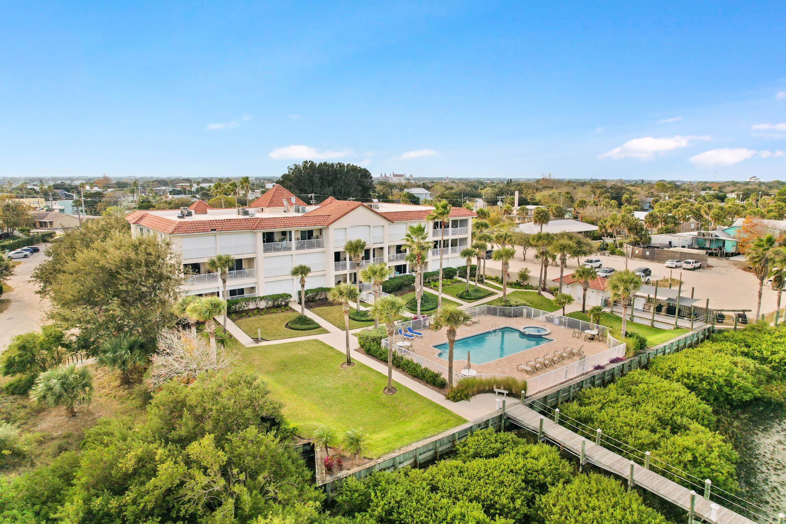 33 Comares Avenue, Unit 203 St. Augustine, FL 32080 - Photo 34 of 39 Bird's eye view of a pool area
