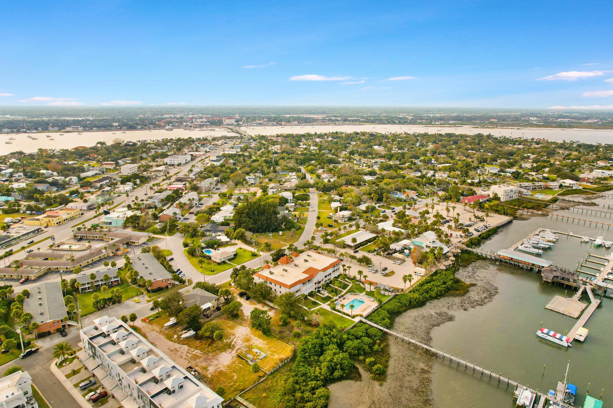 33 Comares Avenue, Unit 203 St. Augustine, FL 32080 - Photo 35 of 39 Aerial overview of property's location with a large body of water