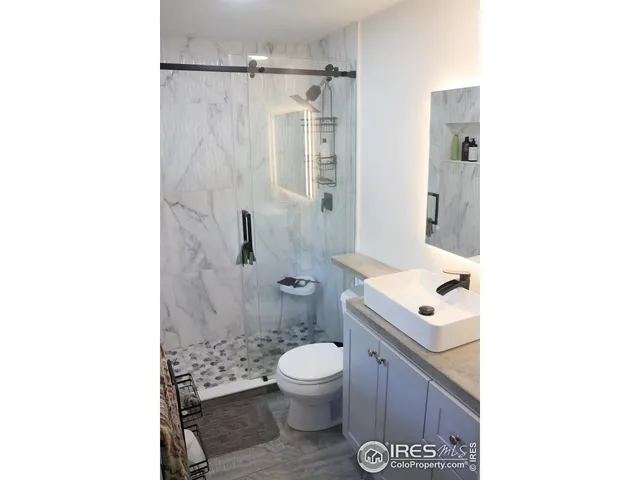 a bathroom with a toilet a sink and a shower