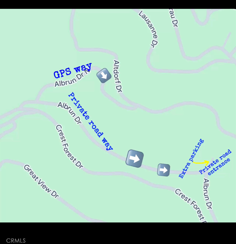 Map for private road entrance access