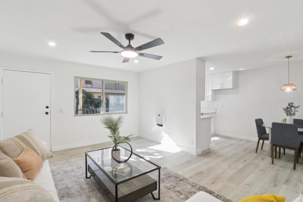 a living room with furniture