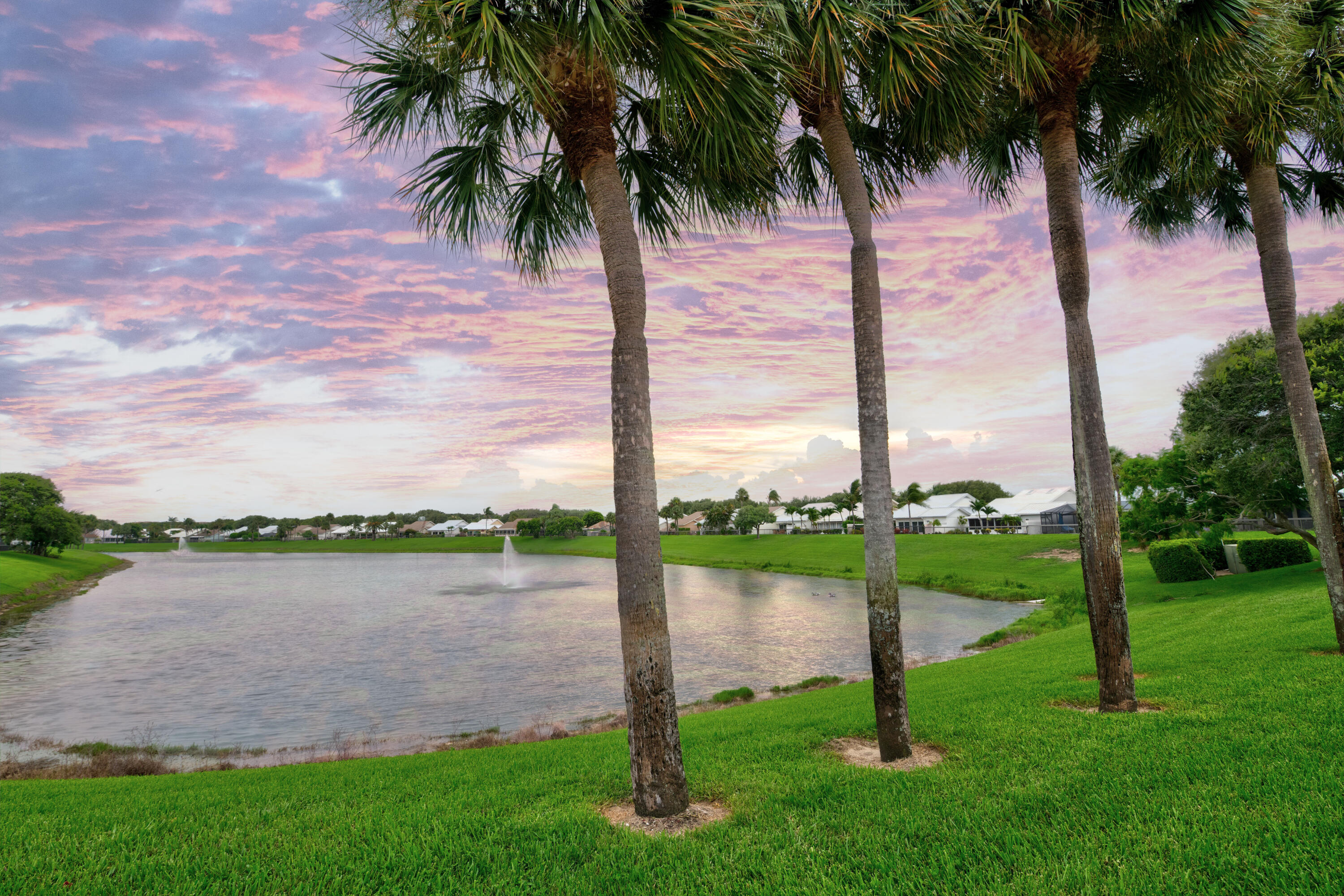 114 Beach Summit Court Jupiter, FL 33477 - Photo 76 of 97 a view of a lake with a big yard and palm trees