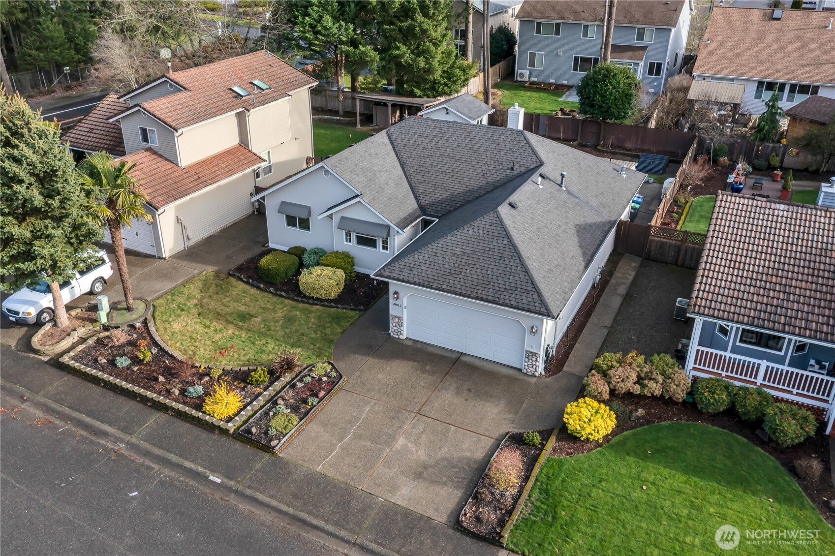 28012 236th Avenue Southeast Maple Valley, WA 98038 - Photo 36 of 39 an aerial view of a house with garden space and street view