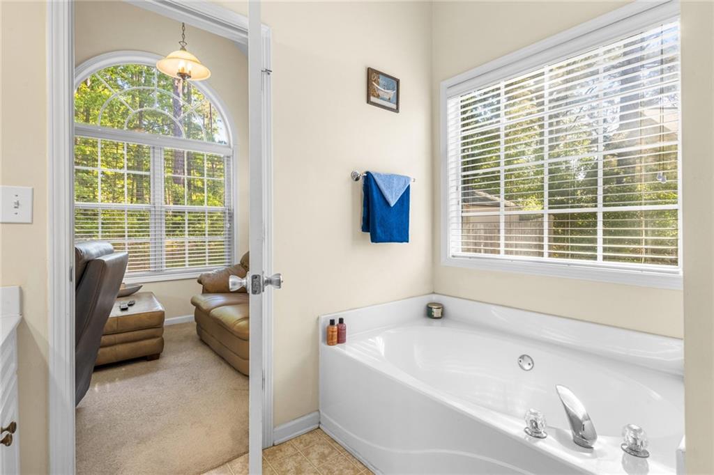 825 Lincoln Square Locust Grove, GA 30248 - Photo 20 of 29 a bathroom with a tub sink and mirror