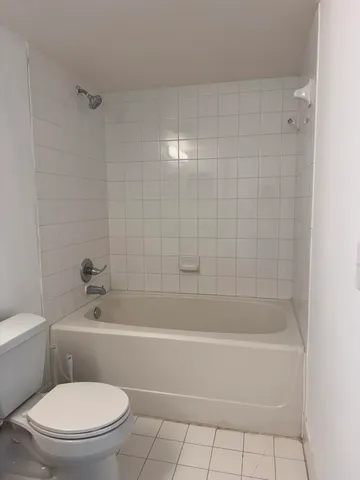 a white toilet sitting next to a bath tub