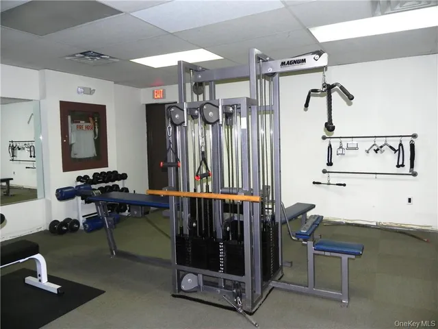 a view of a room with gym equipment