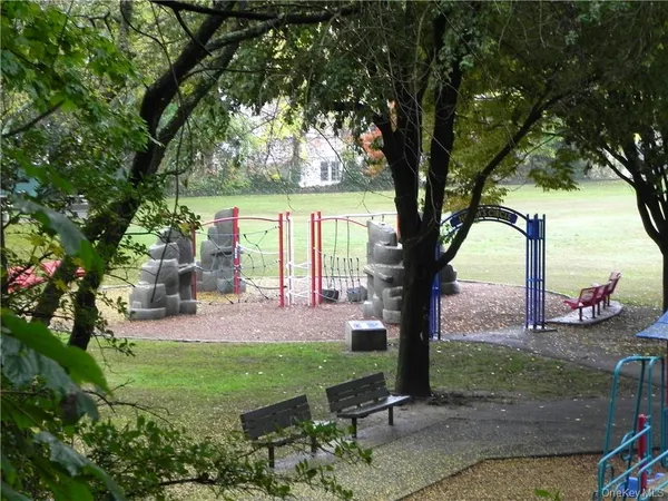 a view of a yard with a tree