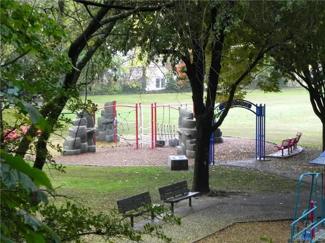a view of a yard with a tree