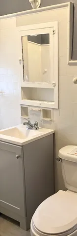 a bathroom with a bathtub