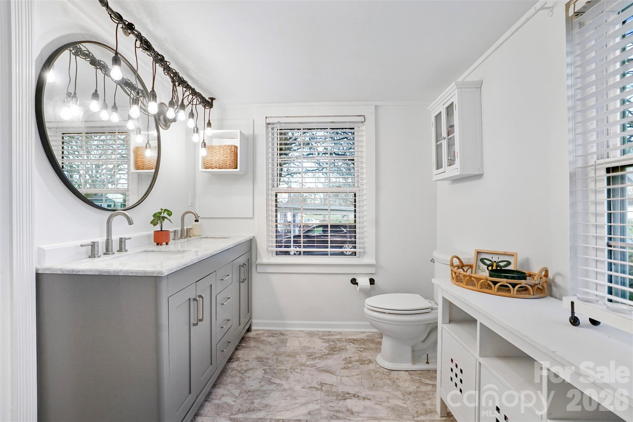 409 Blacksnake Road Stanley, NC 28164 - Photo 14 of 28 a bathroom with a toilet a sink and a mirror