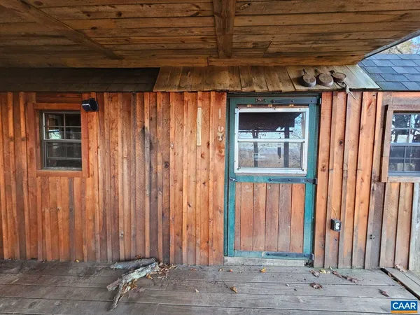 a view of a wooden door