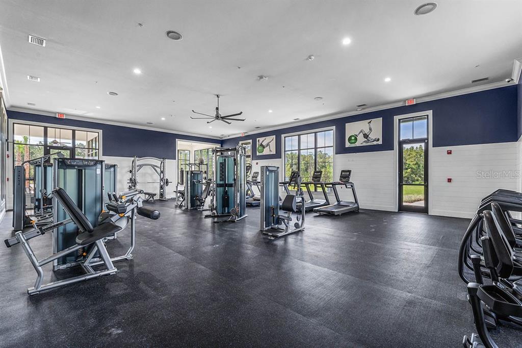2851 House Finch Road St. Cloud, FL 34773 - Photo 21 of 52 a view of a room with gym equipment and a large window