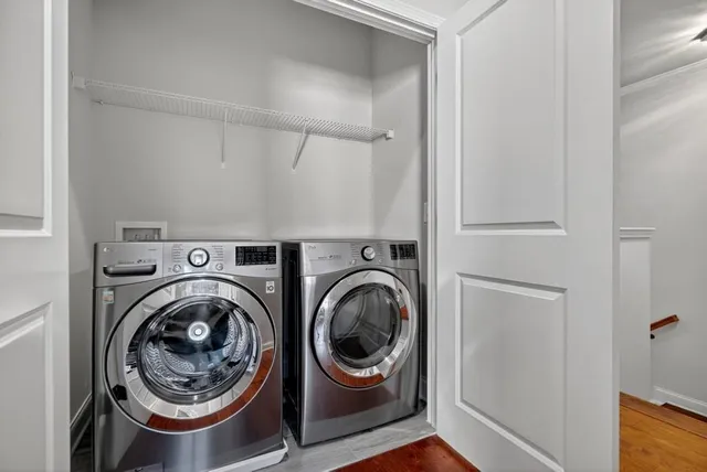 a utility room with dryer and washer