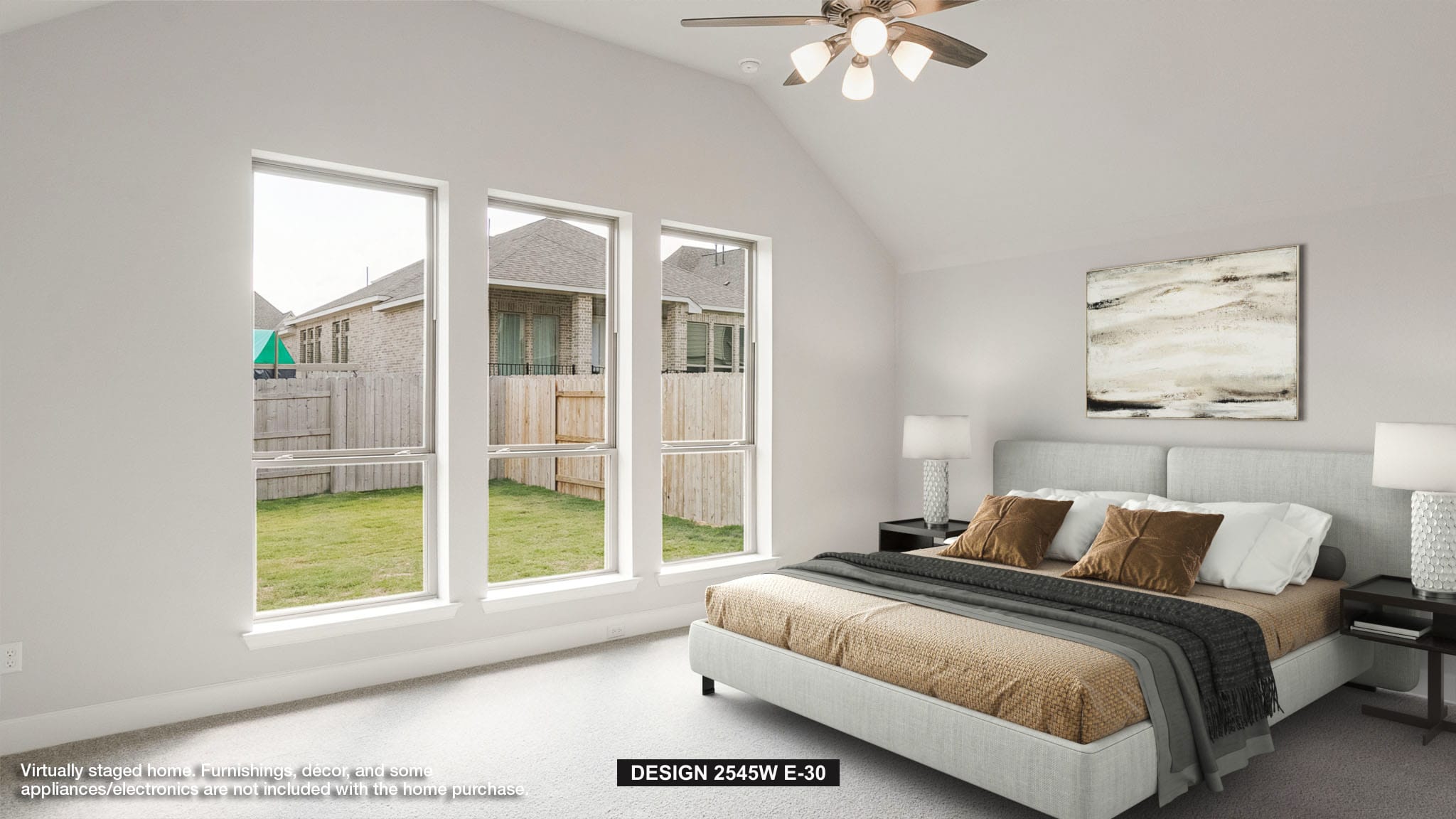 432 Brandywine Road Hutto, TX 78634 - Photo 4 of 12 Bedroom with carpet flooring, vaulted ceiling, and ceiling fan