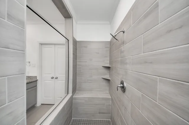 a bathroom with a shower