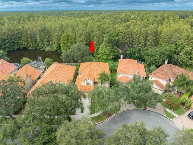 an aerial view of a house