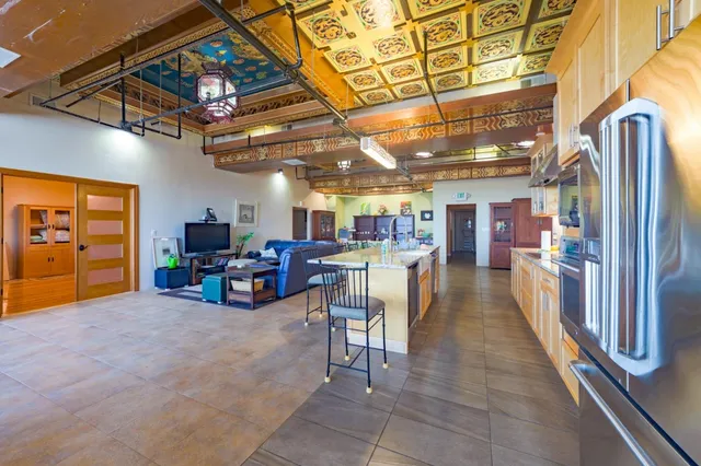 a view of a chairs in a room with a garage