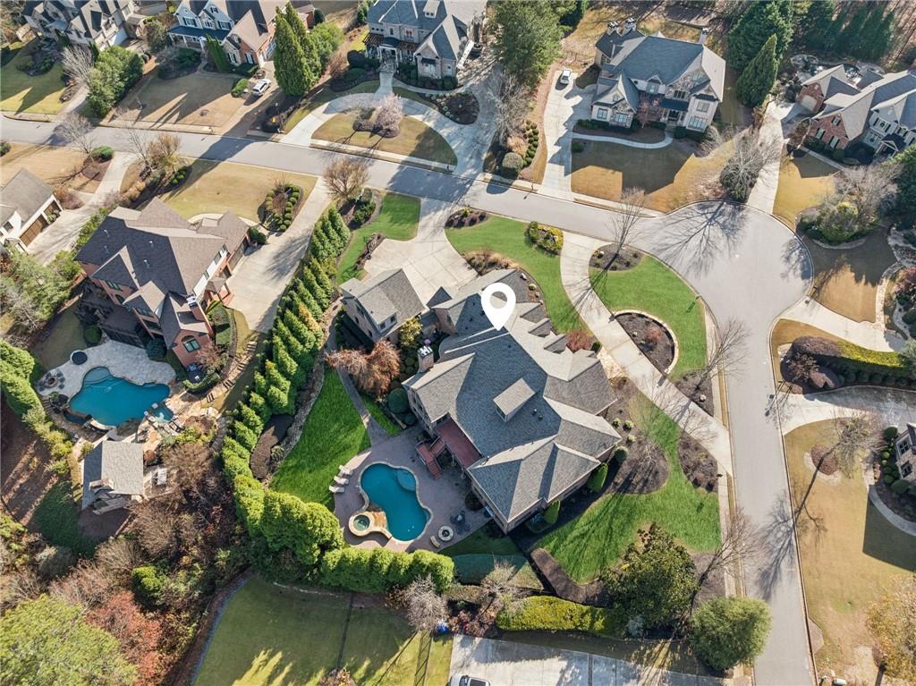 3030 Wills Mill Road Cumming, GA 30041 - Photo 14 of 71 an aerial view of residential house with yard and swimming pool