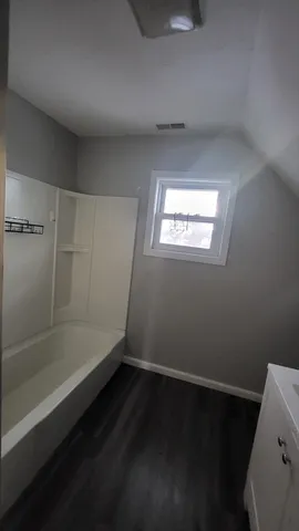 a bathroom with a window