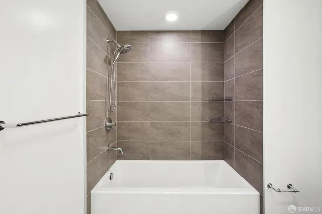 a bathroom with a bathtub