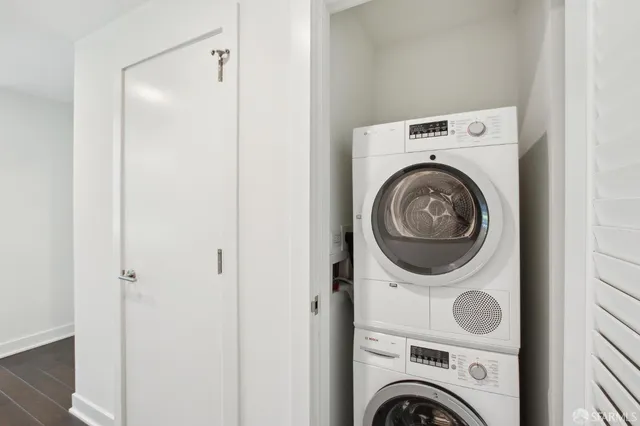 a utility room with dryer and washer