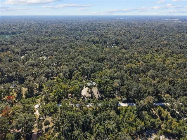 an aerial view of house with yard and mountain view in back